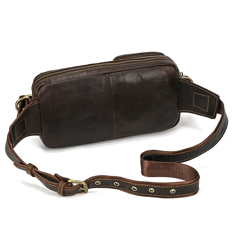 Femlion Dual Use Leather Waist Bag for Men