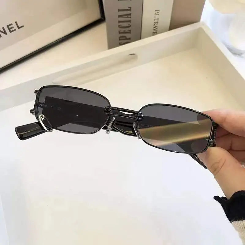 Femlion Square Metal Sunglasses Black Brown Lenses Luxury Brand Vintage Men Women