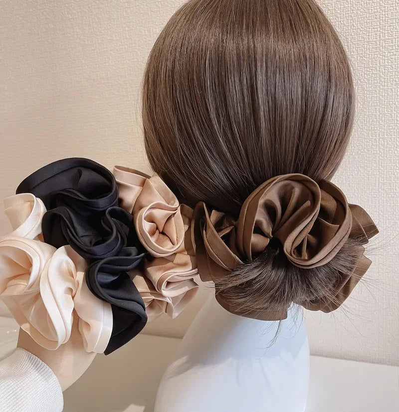 Femlion Ruffle Scrunchie Hair Bands Women Girls Elastic Ribbon Hair Ties Headwear