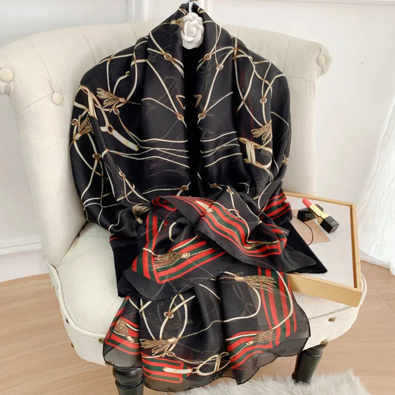 Femlion Luxury Brand Silk Scarves Shawl Lady Wrap Echarpe Beach Stole Bandana