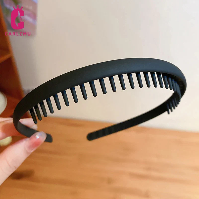 Femlion Elegant Black Hairbands Women Toothed Combs Hair Accessories non-slip Sports Headbands