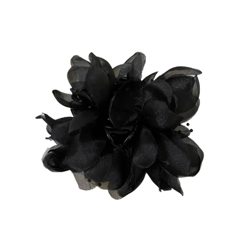 Femlion Black Mesh Petal Hair Clip Crab Claw Women Fashion Accessories