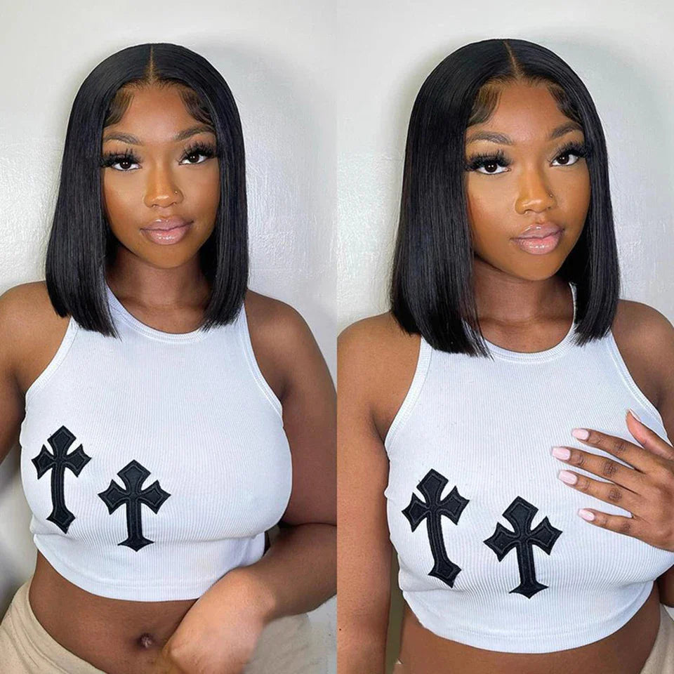 Femlion 13x4 Lace Front Short Bob Human Hair Wig