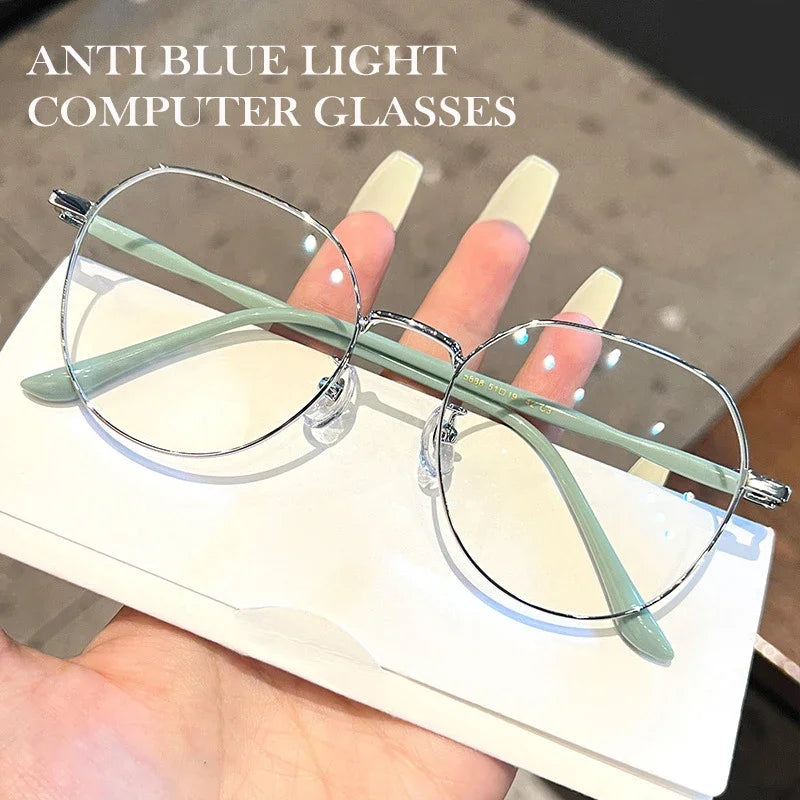 Femlion Metal Round Blue Light Blocking Glasses for Women Anti Blue Light Computer Glasses