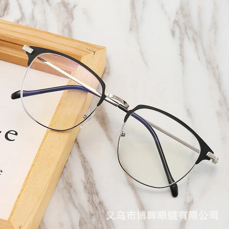 Femlion Polygon Metal Frame Glasses Unisex Square Eyewear Men Women Plain Nearsighted