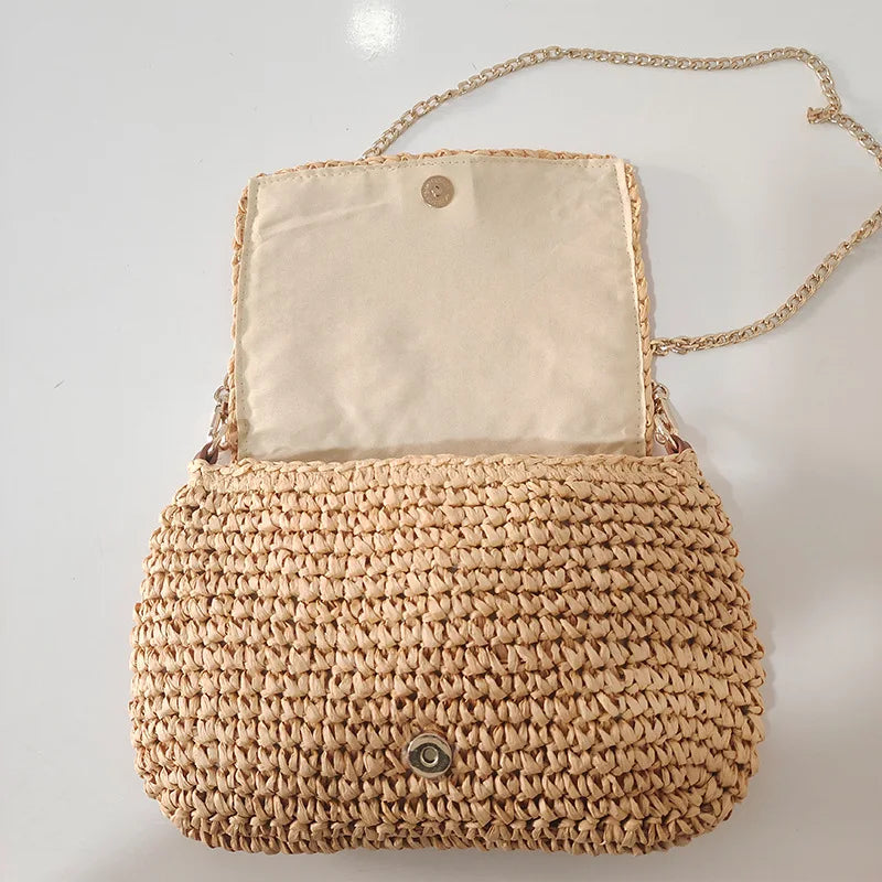 Femlion Straw Woven Messenger Bag - 2022 Fashionable Portable Square Bag for Women