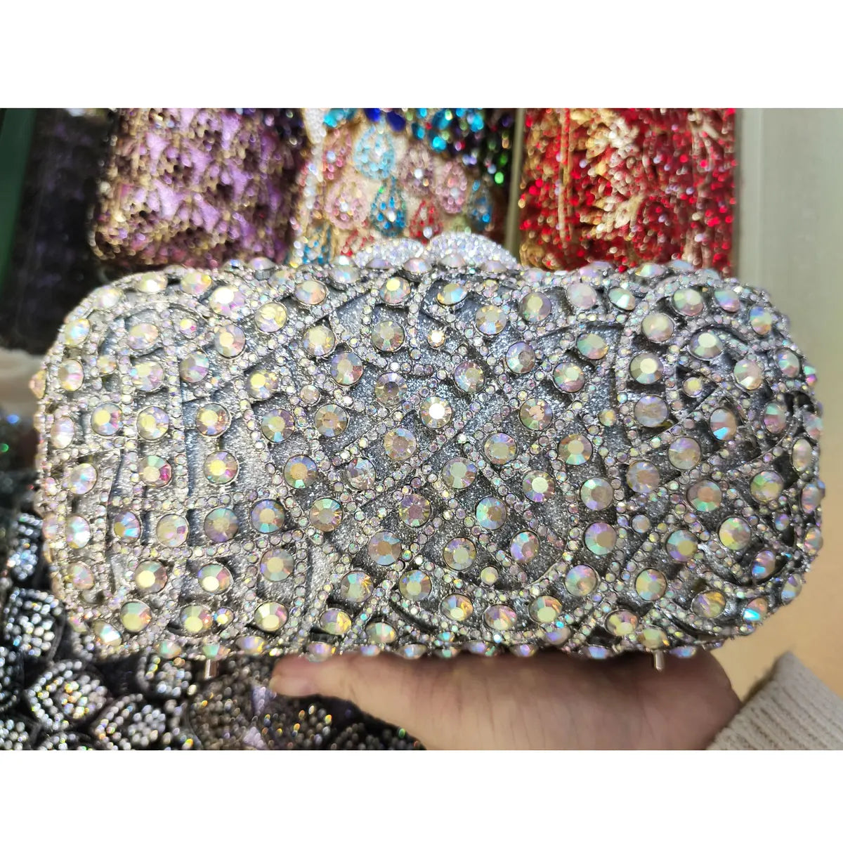 Femlion Crystal Evening Clutch: Gold Silver Rose Champange Luxury Wedding Purse