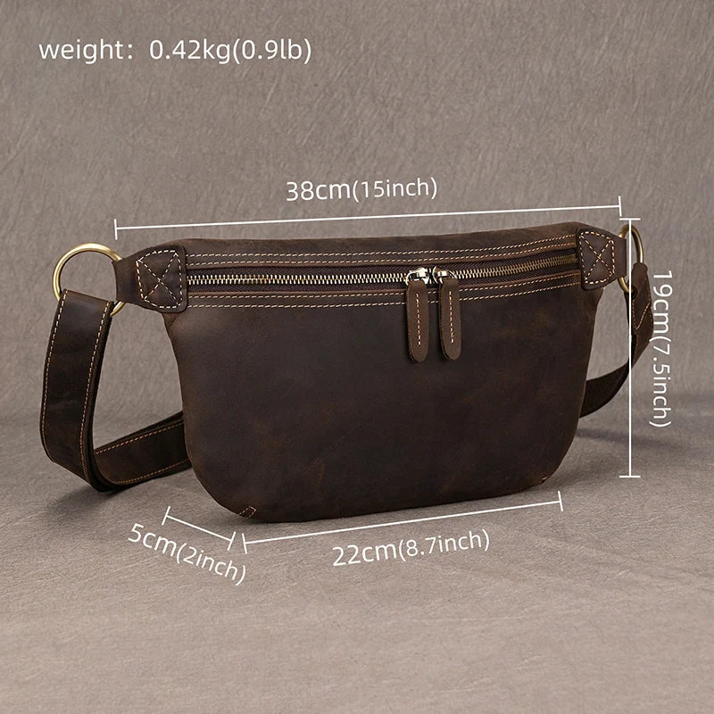 Femlion Outdoor Military Leather Waist Bag for Men