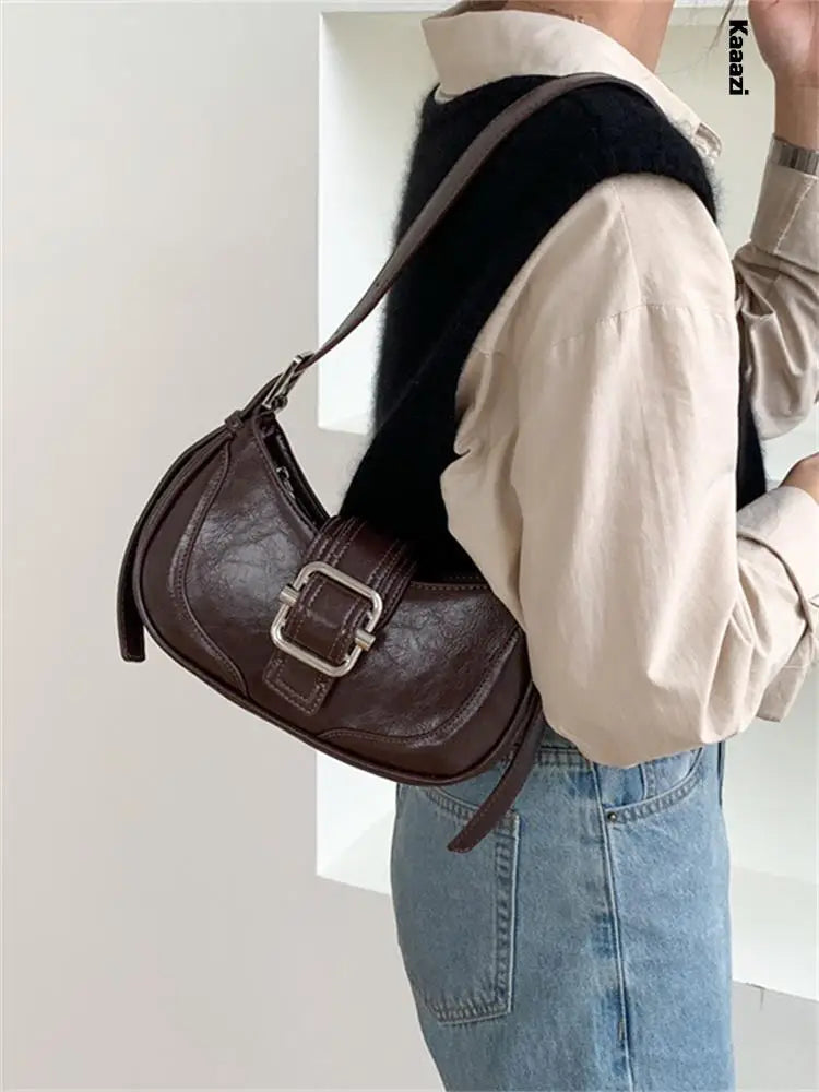 Femlion Half-moon Leather Shoulder Bag Crossbody Hobo Luxury Designer Ladies Underarm Bag Fashion