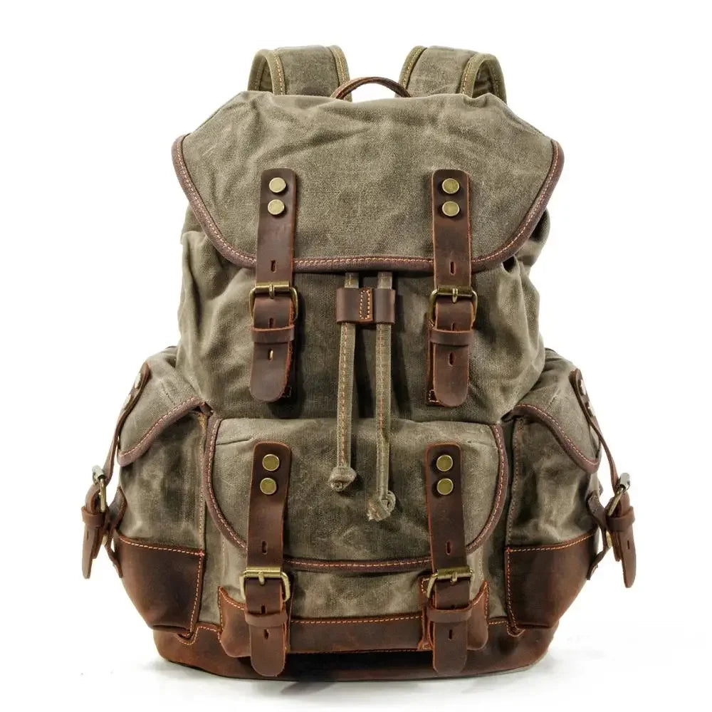 Femlion Vintage Canvas Backpack Men's Rucksack Laptop Bagpack for Travel and School