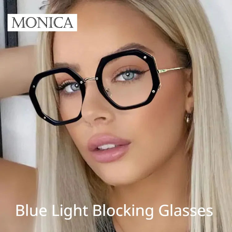 Femlion Vintage Anti-Blue Light Large Frame Glasses for Women