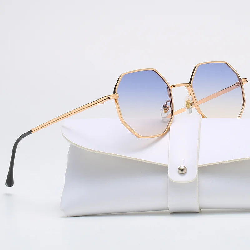 Femlion Polygon Sunglasses: Retro Vintage Small Frame Fashion Glasses for Women