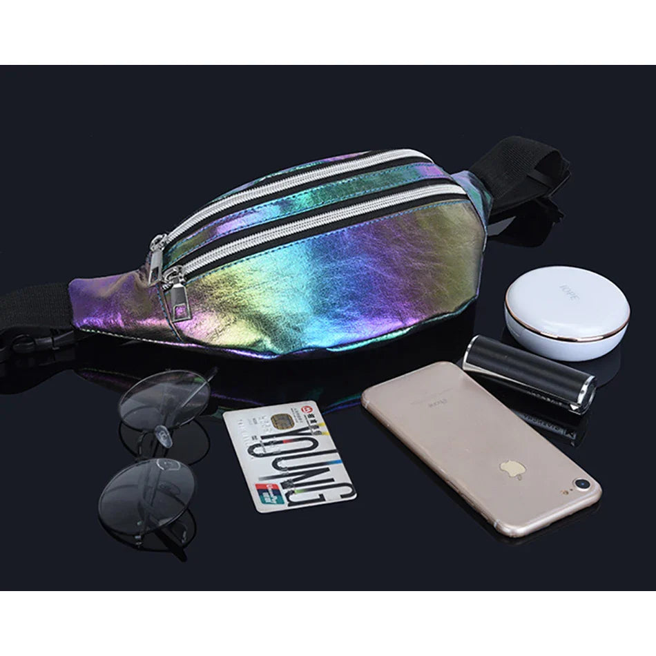 Femlion Holographic Waist Bag Fanny Pack for Men and Women