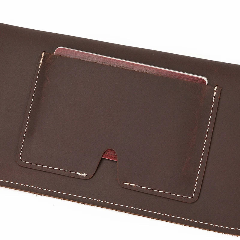 Femlion Leather Envelope Wallet with Card Slot and Phone Pouch for Men and Women