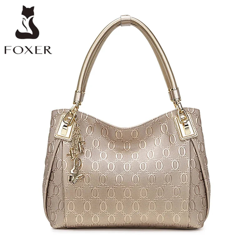 Femlion Gold Leather Shoulder Bag: Stylish High Quality Totes for Women