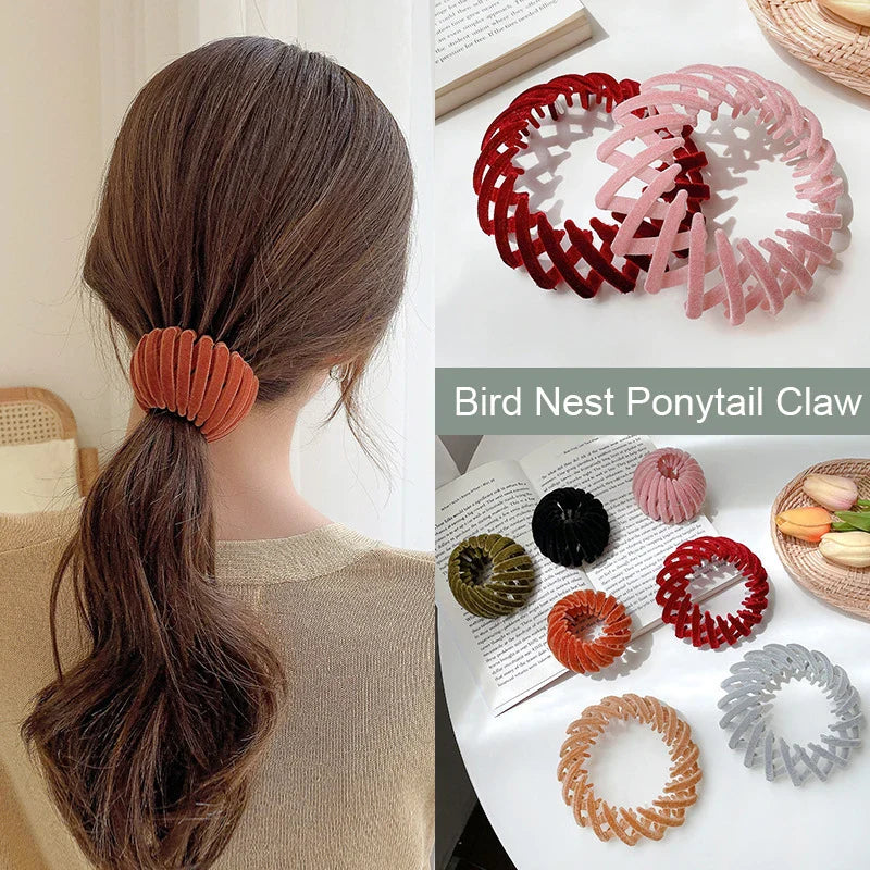 Femlion Bird Nest Hair Claw Clip: Stylish Bun Holder for Women, Ponytail Hair Accessory