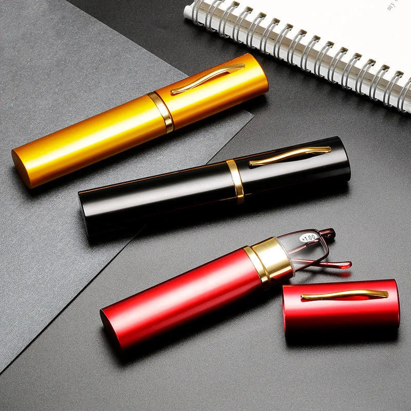 Femlion Folding Pen Glasses +1.0 To +4.0 in Portable Case