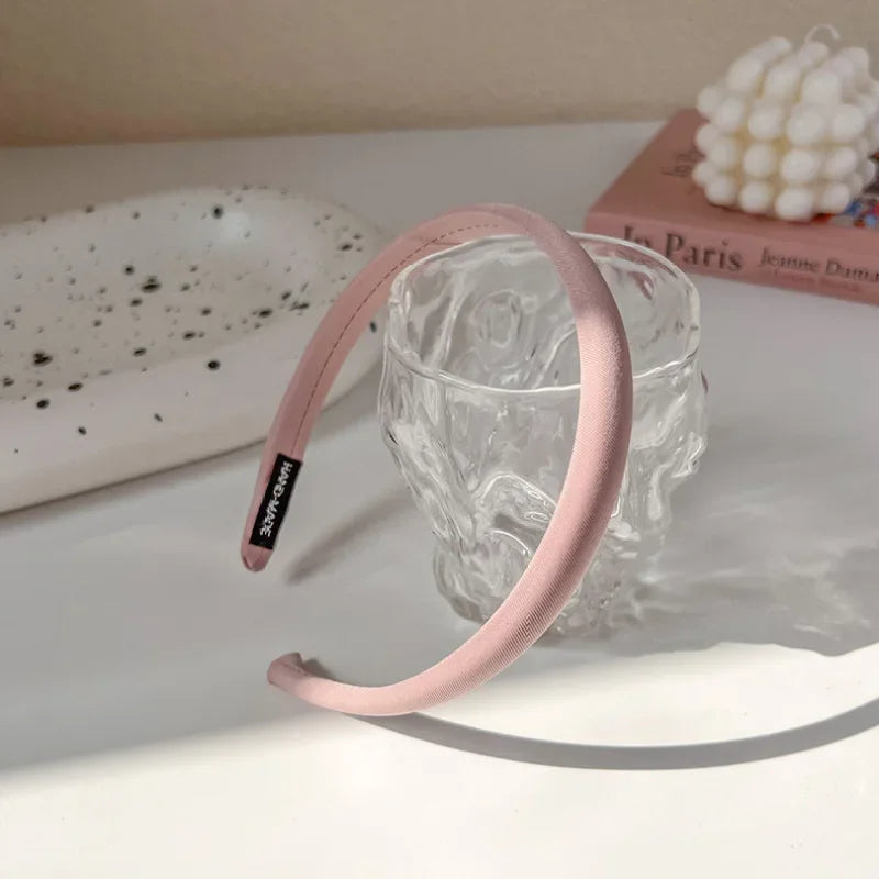 Femlion Thin Pink Satin Headband for Girls & Women - Simple Vintage Hair Hoop