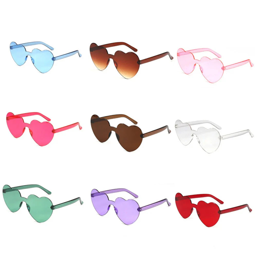 Femlion Rimless Heart Sunglasses Women Clear Lens Colorful Sun Glasses