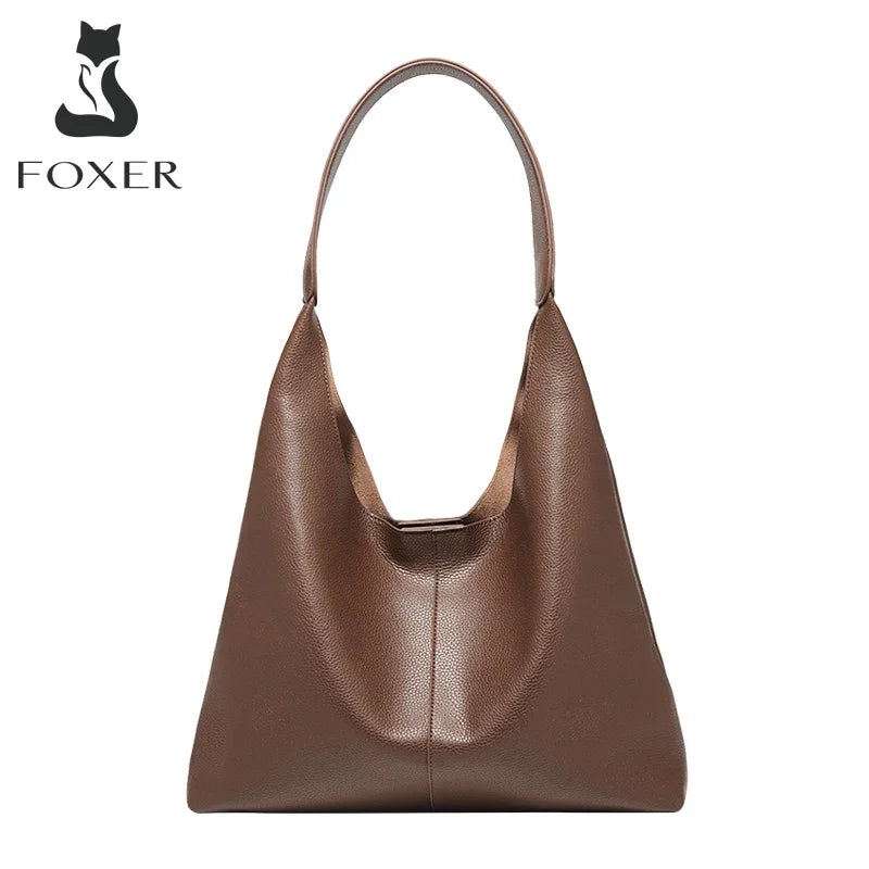 Femlion Vintage Cowhide Women's Handbag Solid Color Large Tote