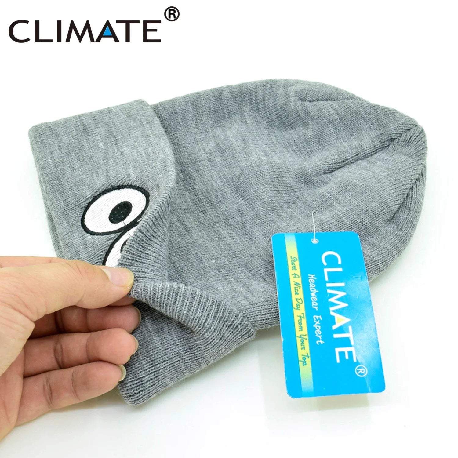 Femlion Green Knit Beanie Winter Hat Men Women Cute Eyes Warm Cap