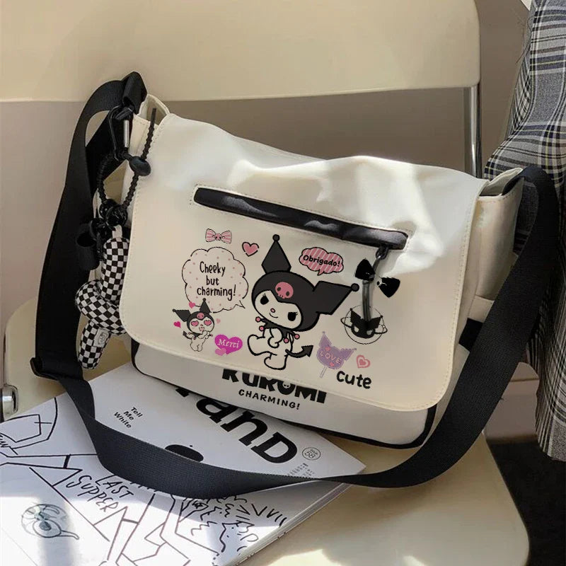 Femlion Kuromi Badges Shoulder Bag Schoolbag Crossbody for Students