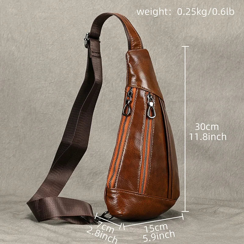 Femlion Leather Chest Pack Men's Crossbody Sling Bag Casual Shoulder Bag