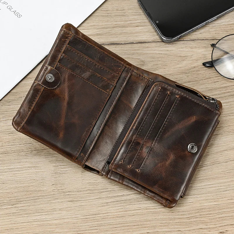 Femlion Genuine Leather Short Wallet for Men and Women - Luxury Business Card Wallet