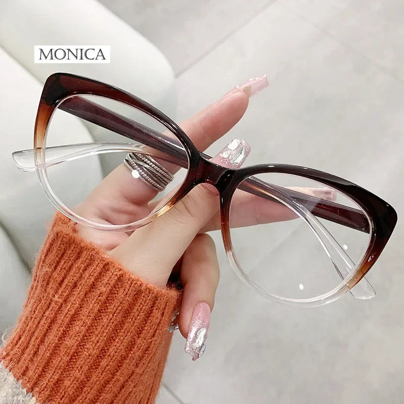 Femlion Oval Photochromic Eyeglasses Frames: Anti Blue Light Optical Fashion Spectacles for Women