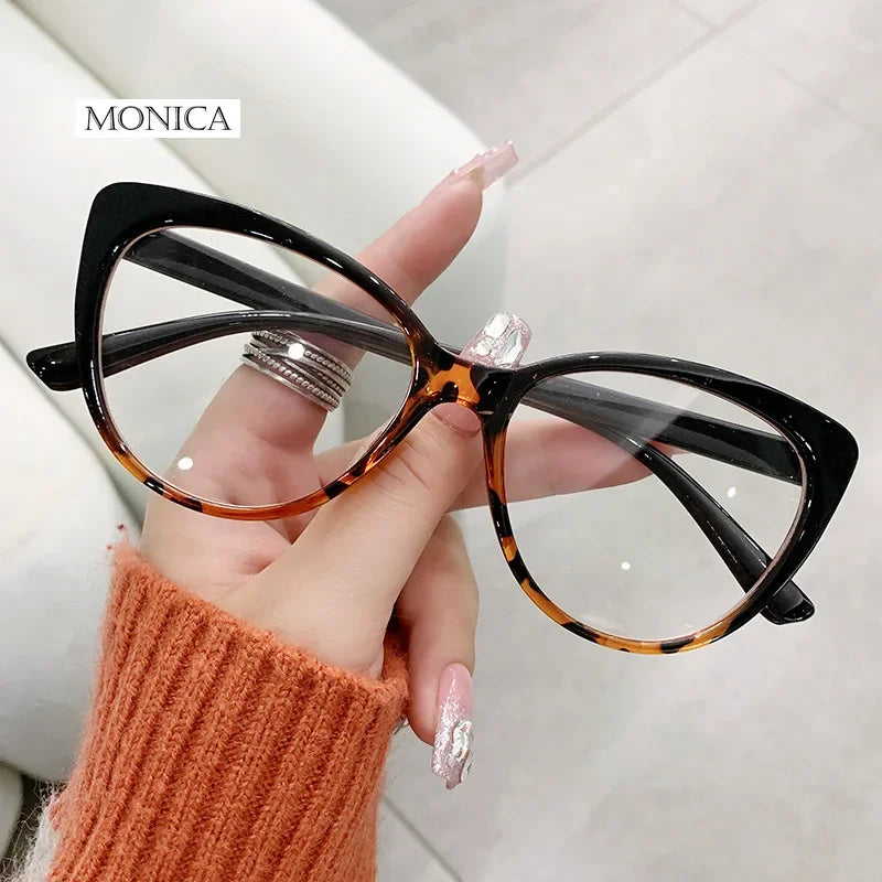 Femlion Oval Photochromic Eyeglasses Frames: Anti Blue Light Optical Fashion Spectacles for Women