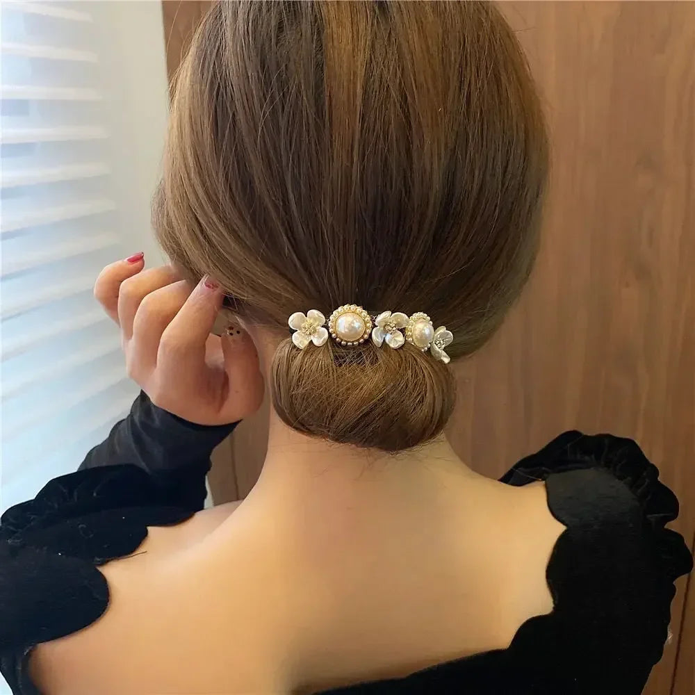 Femlion Pearl Flower Hair Curler Accessories for Elegant Women & Girls