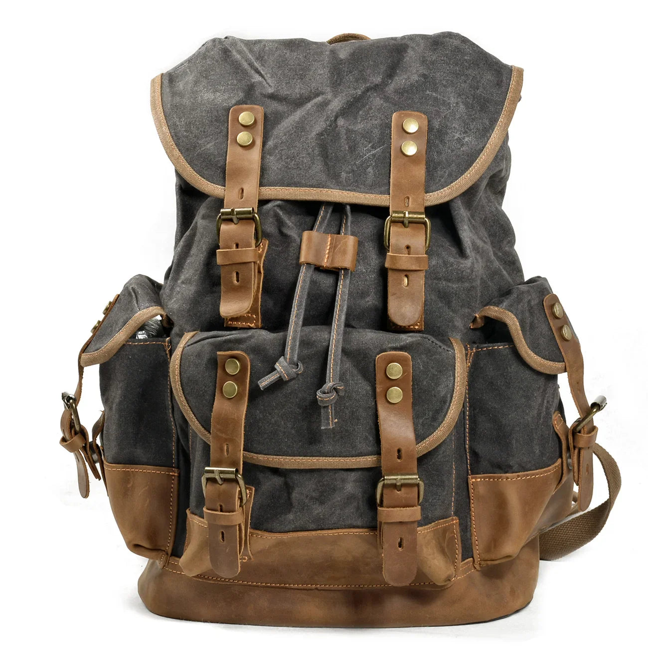 Femlion Waxed Canvas Backpack for Men: Vintage Leisure Rucksack Travel School Laptop Bag