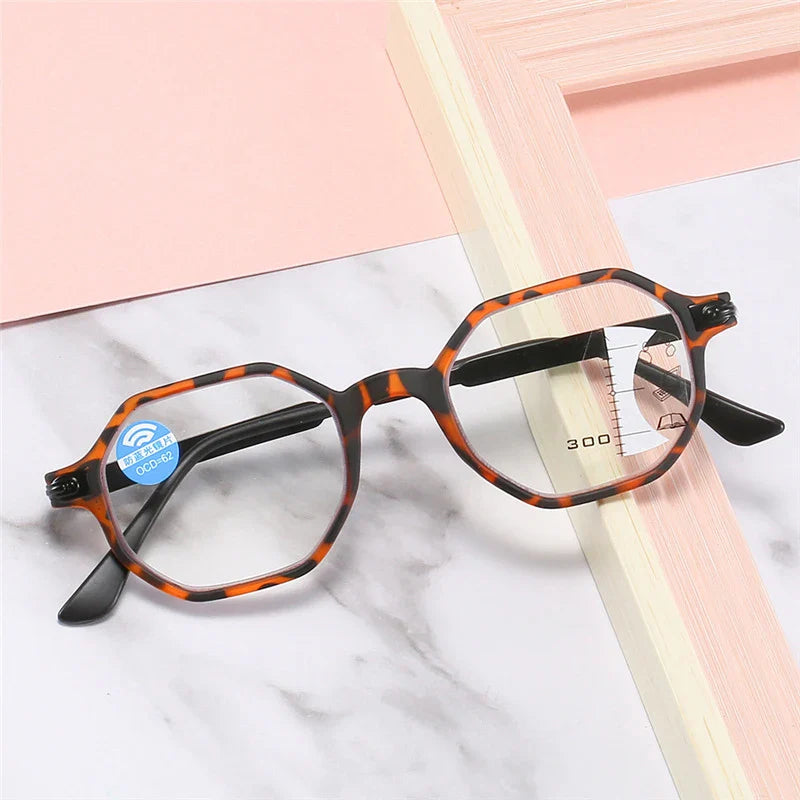 Femlion Retro Blue Light Blocking Progressive Multifocus Reading Glasses for Men Women