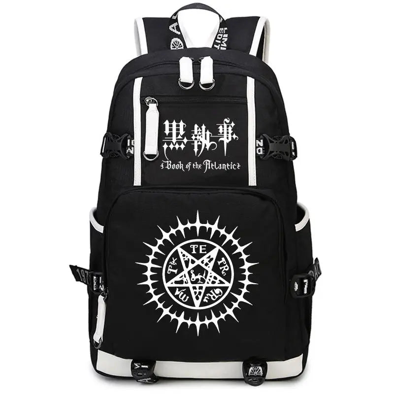 Femlion Black Butler Anime USB Backpack for Casual Travel School Laptop Bag