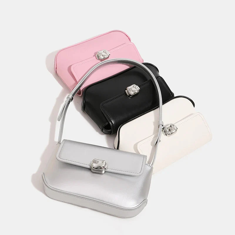 Femlion Solid Color Shoulder Bag: High-Quality PU Leather Crossbody Handbag