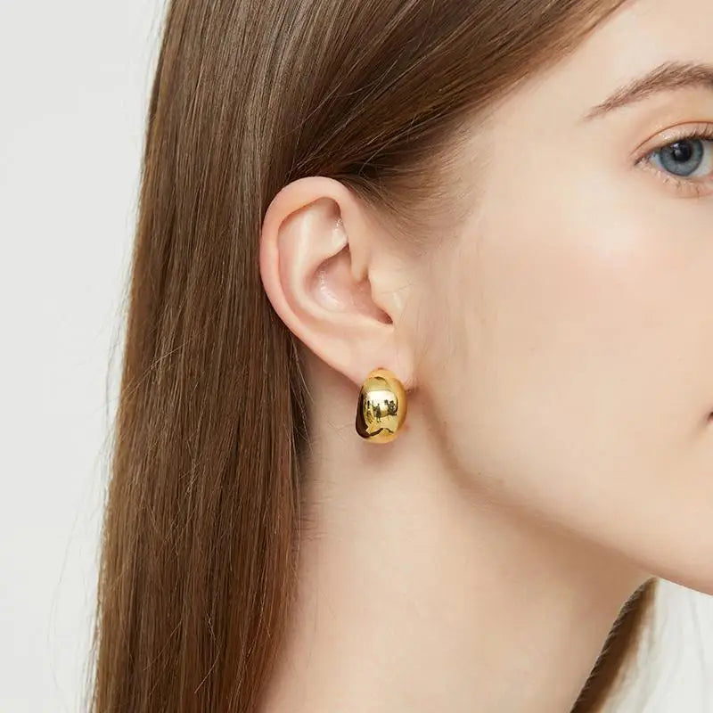 Femlion Gold Plated Thick Hoops Chunky Earrings for Women