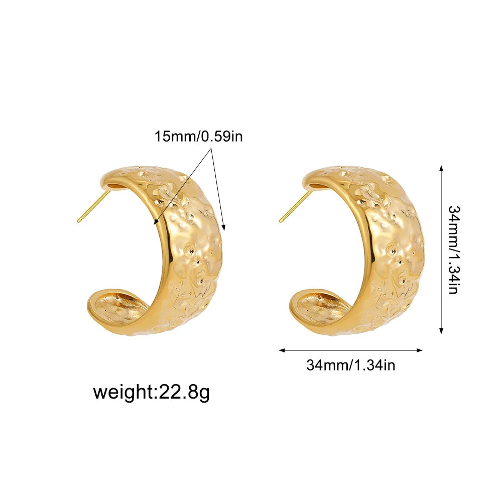 Femlion Gold Plated Hoop Earrings for Women | Statement Wide Circle Stainless Steel Jewelry