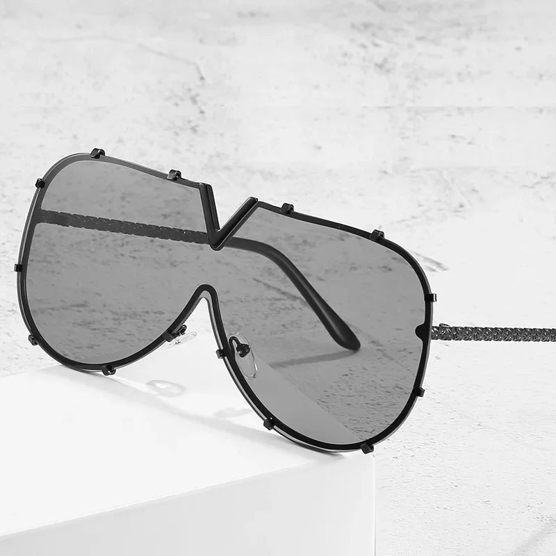 Femlion Oversized Shield Sunglasses UV400 Protection Unisex Vintage Hip Hop Eyewear