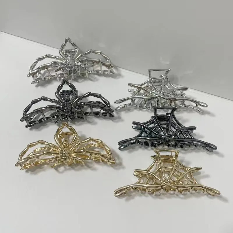 Femlion Spider Web Hair Crab Clips - Halloween Alloy Hair Claw Clips