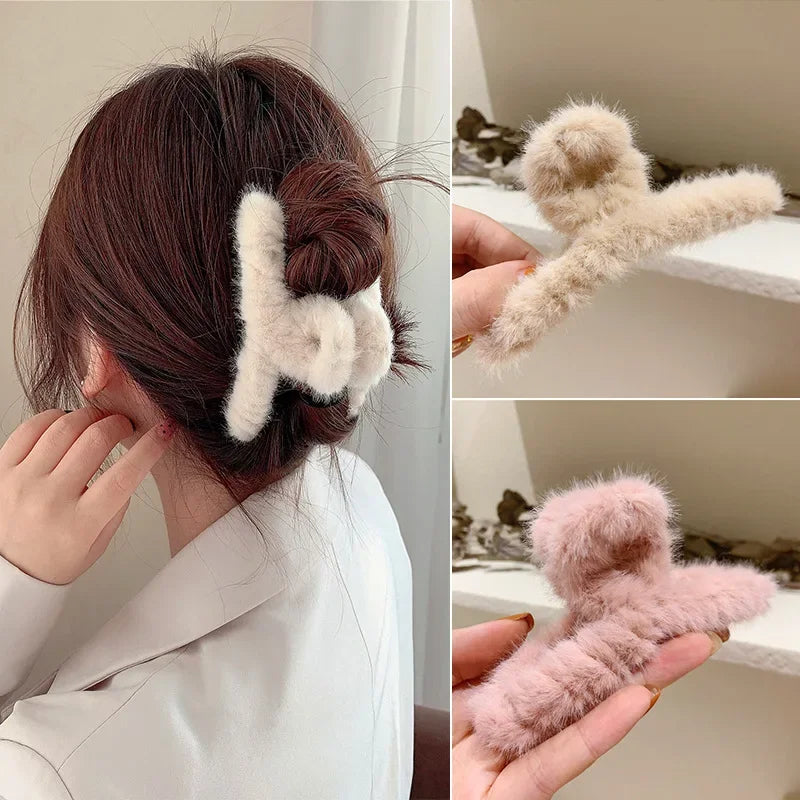 Femlion Plush Hair Claw Elegant Updo Hair Clip Headwear Girls Women Hair Accessories