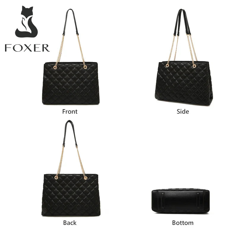 Femlion Chain Shoulder Bag: High Quality PU Leather Plaid Zipper Underarm Bag