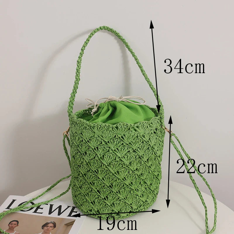 Femlion Retro Straw Woven Beach Bag: French Style Hand-Held & Messenger Design