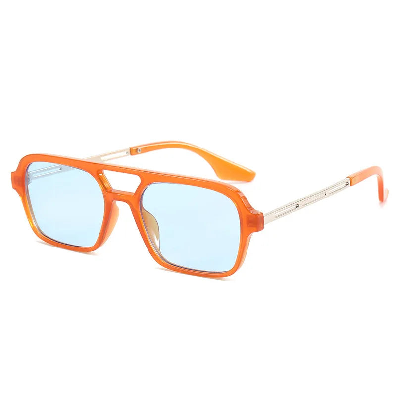 Femlion Double Bridge Pink Gradient Sunglasses Hollow Leopard Blue Sun Glasses