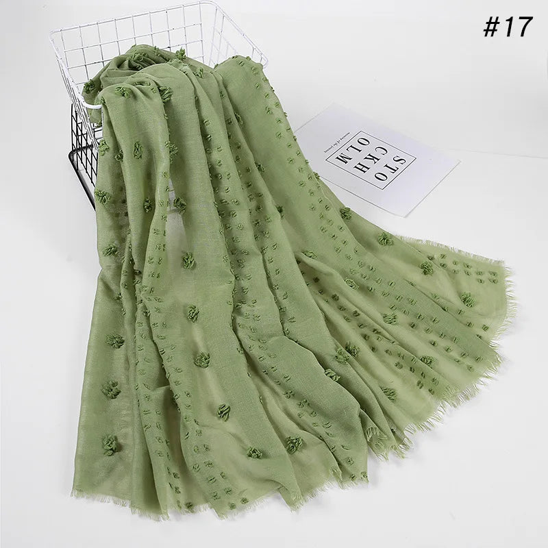 Femlion Flocked Bubble Chiffon Scarf Hijabs - Premium Soild Color Islamic Headscarves