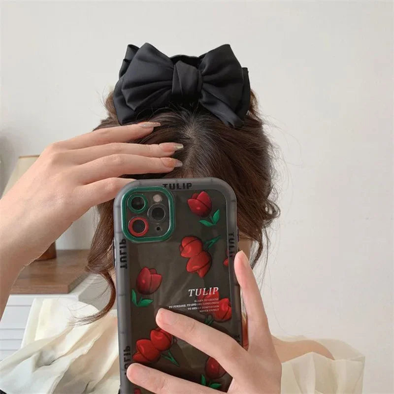 Femlion Bow Hair Claw Ribbon Two-sided Hair Clip Clamp for Girls Women