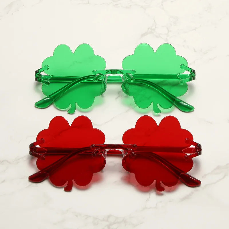 Femlion Green Four Leaf Sun Glasses for St. Patrick's Day Outfit