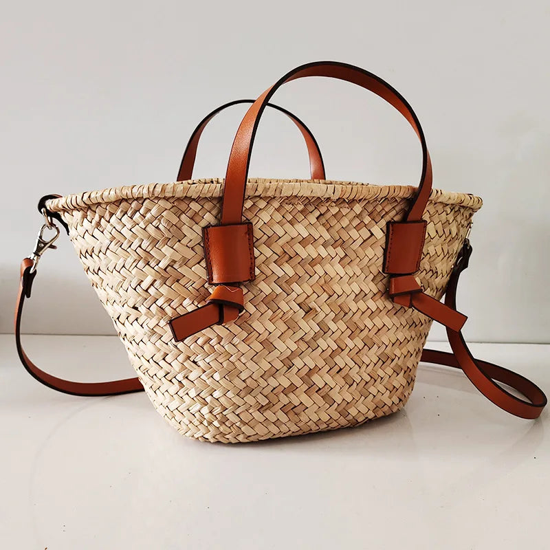 Femlion Seaside Beach Bag, Straw Handbag - Fresh and Stylish