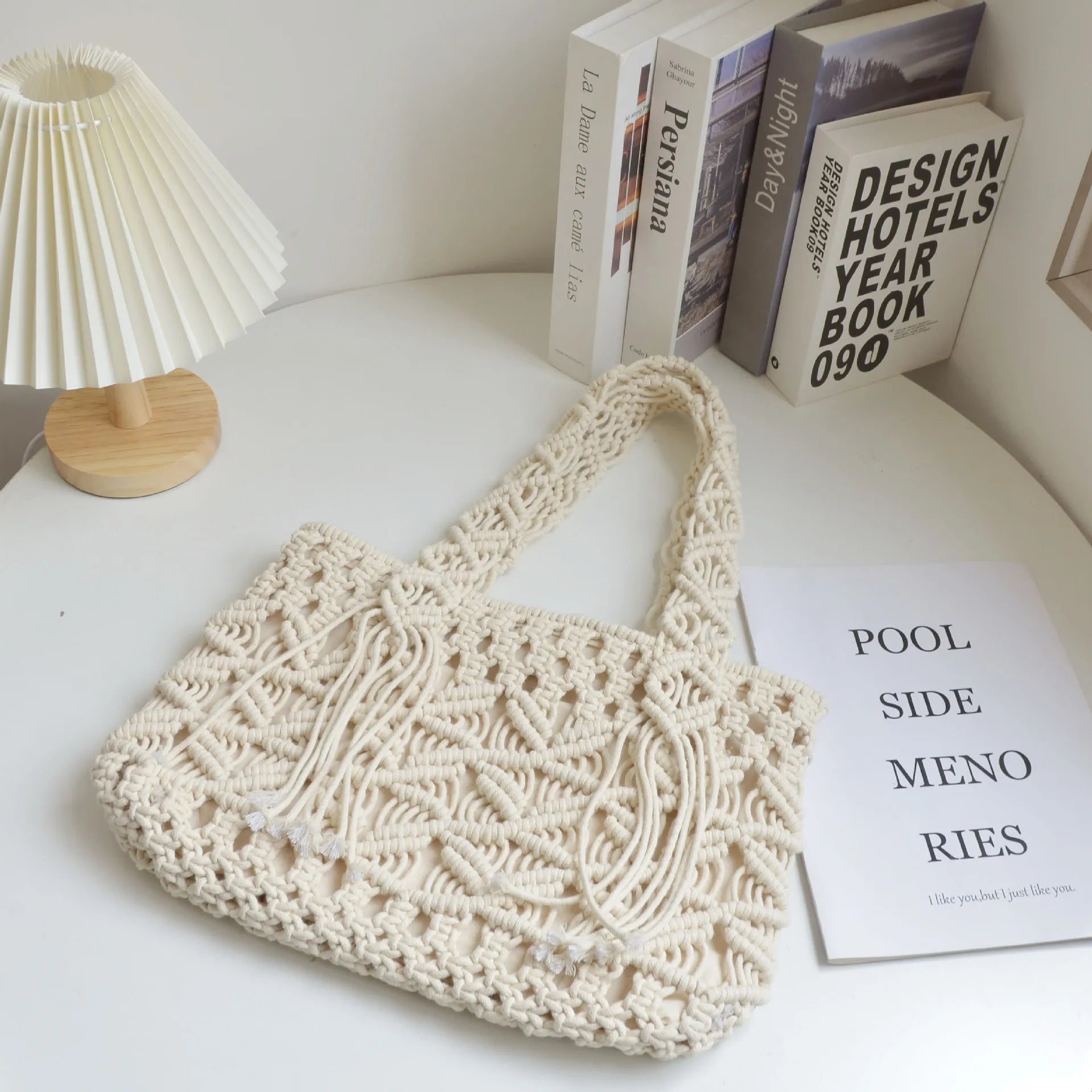 Femlion Cotton Rope Beach Shoulder Bag