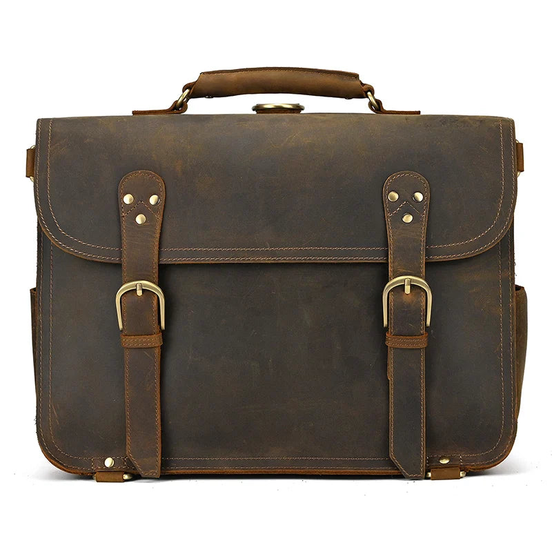 Femlion Vintage Leather Business Briefcase Backpack Bag for Men