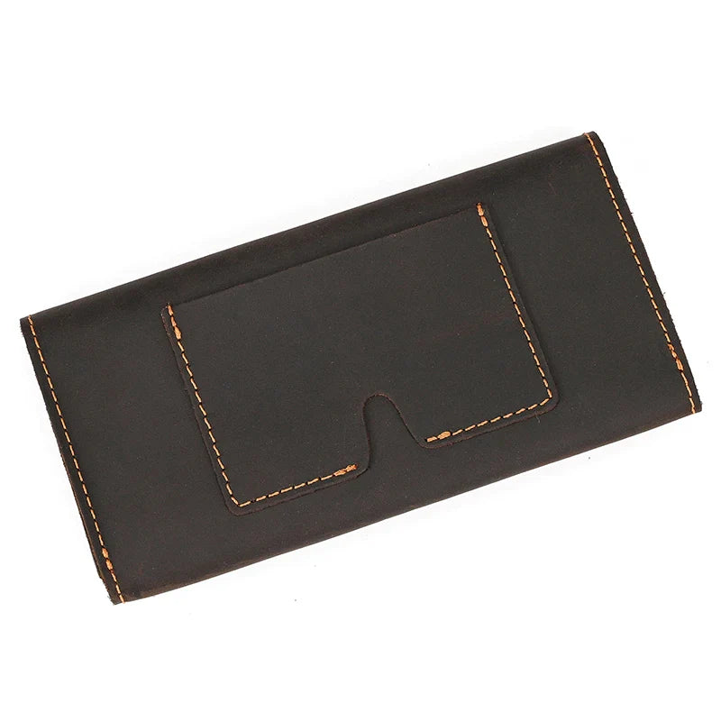 Femlion Cowhide Envelope Purse: Vintage Leather Clutch Wallet for Men and Women